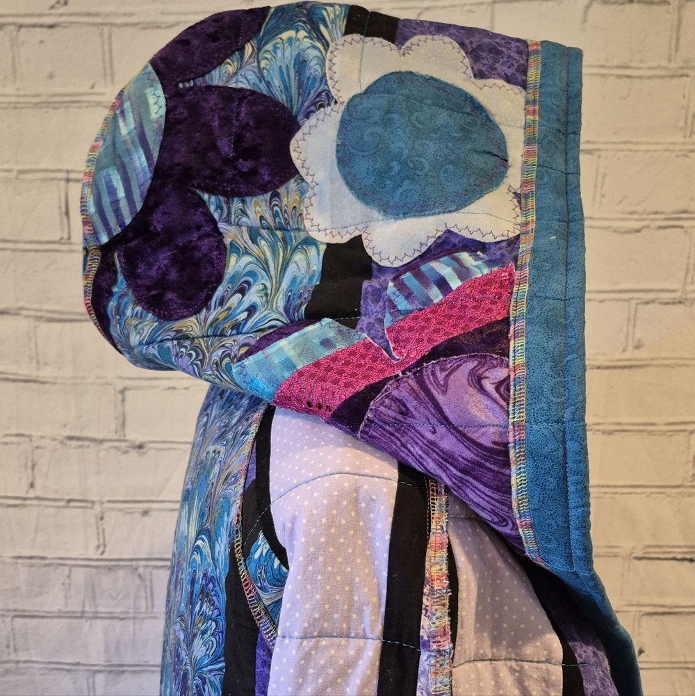 Patchwork Hooded Women's Coat - Picture 5 of 6